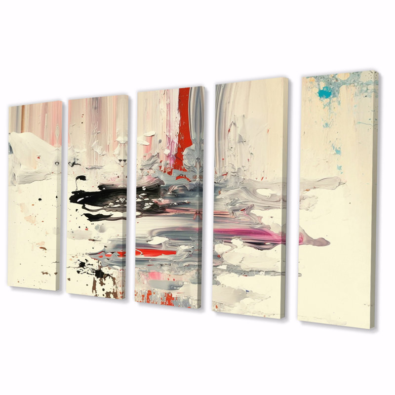 «Dancing Alone Minimal Abstract Paint III», reproduction sur toile abstraite - 5 panneaux égaux