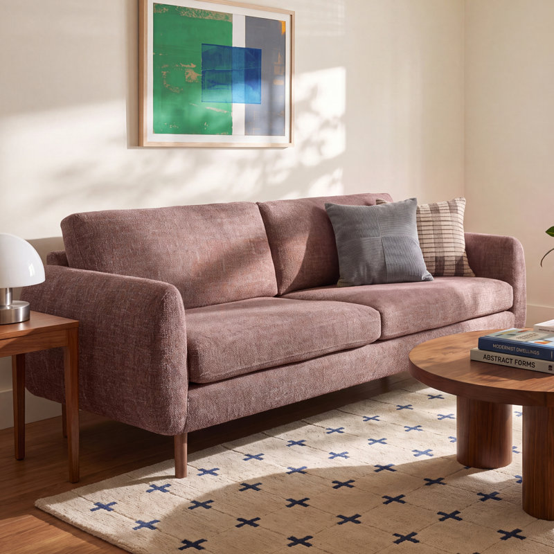 Leno 86'' Upholstered Sofa, Caramel Performance Chenille