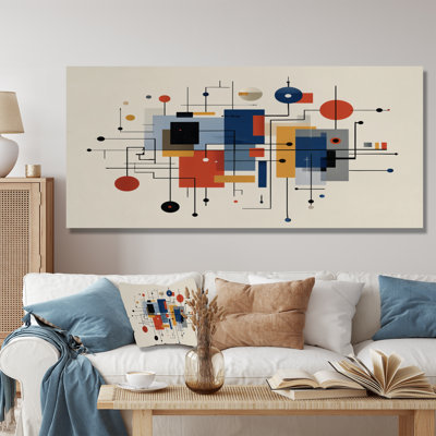 «Yellow Blue», impression géométrique sur toile jaune moderne