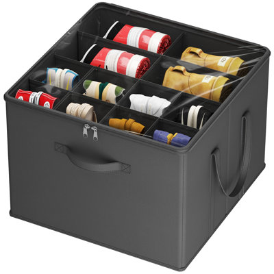 Shoe Storage Organizer For Closet Fits 12-16 Pairs, Fabric Large Shoe Box Storage Container With Clear Cover, Foldable Bins Fit For Boots Heels Sneakers 17"(l) X 17"(w) X 12.5"(h) 1 Pack Black