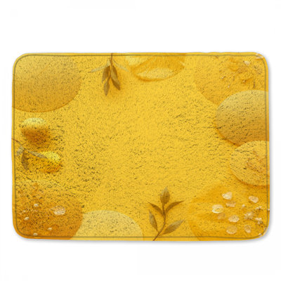 Tapis de bain jaune à motif floral