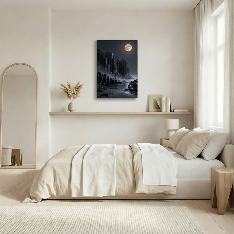 «Gallery Wrap», art mural sur toile pour le salon, la chambre à coucher, le bureau ou le vestibule - décoration murale décorative avec des falaises au clair de lune