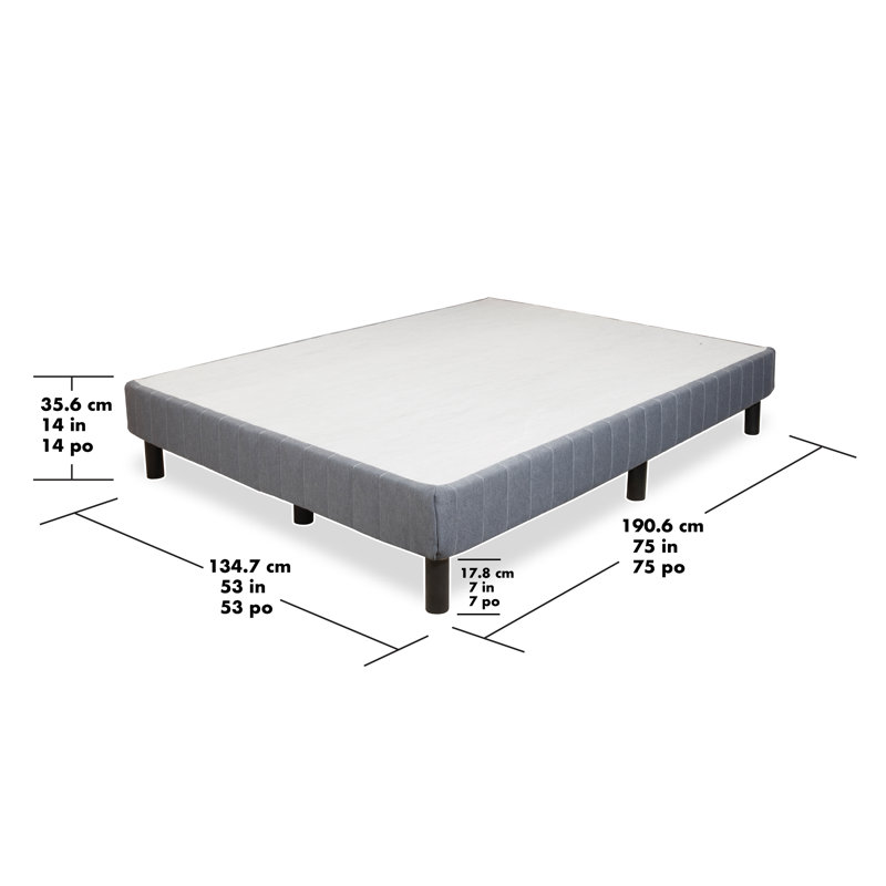 Full Black Upholstered Metal Platform Bed Frame with Slats