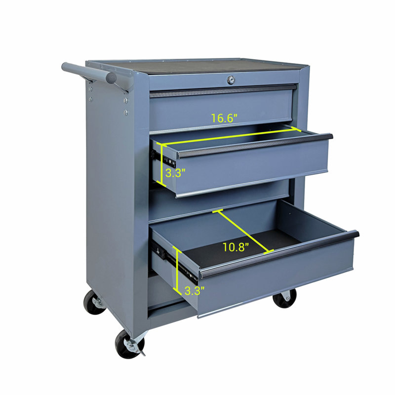 Coffre à outils roulant en métal à 6 tiroirs, armoire à outils de 51 cm (20 po) avec glissières à billes, boîte de rangement en acier - GRIS