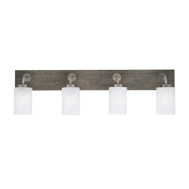 Barre d'éclairage de salle de bain 4 lumières Oxbridge, Graphite / gris vieilli, Marbre blanc