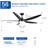 56 Inch Indoor Black Ceiling Fan With Light