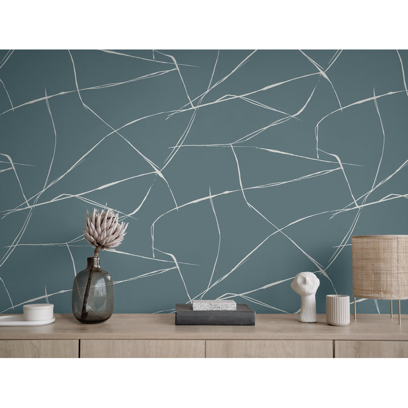 Rouleau de papier peint adhésif L 18 pi x l 20,9 po Kameren, Bleu marine
