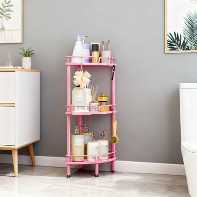 Premium 3-Tier Corner Shower Caddy Stand With Adjustable Feet, Soap Holder & 4 Hooks - Sturdy Floor Storage Organizer For Bathroom