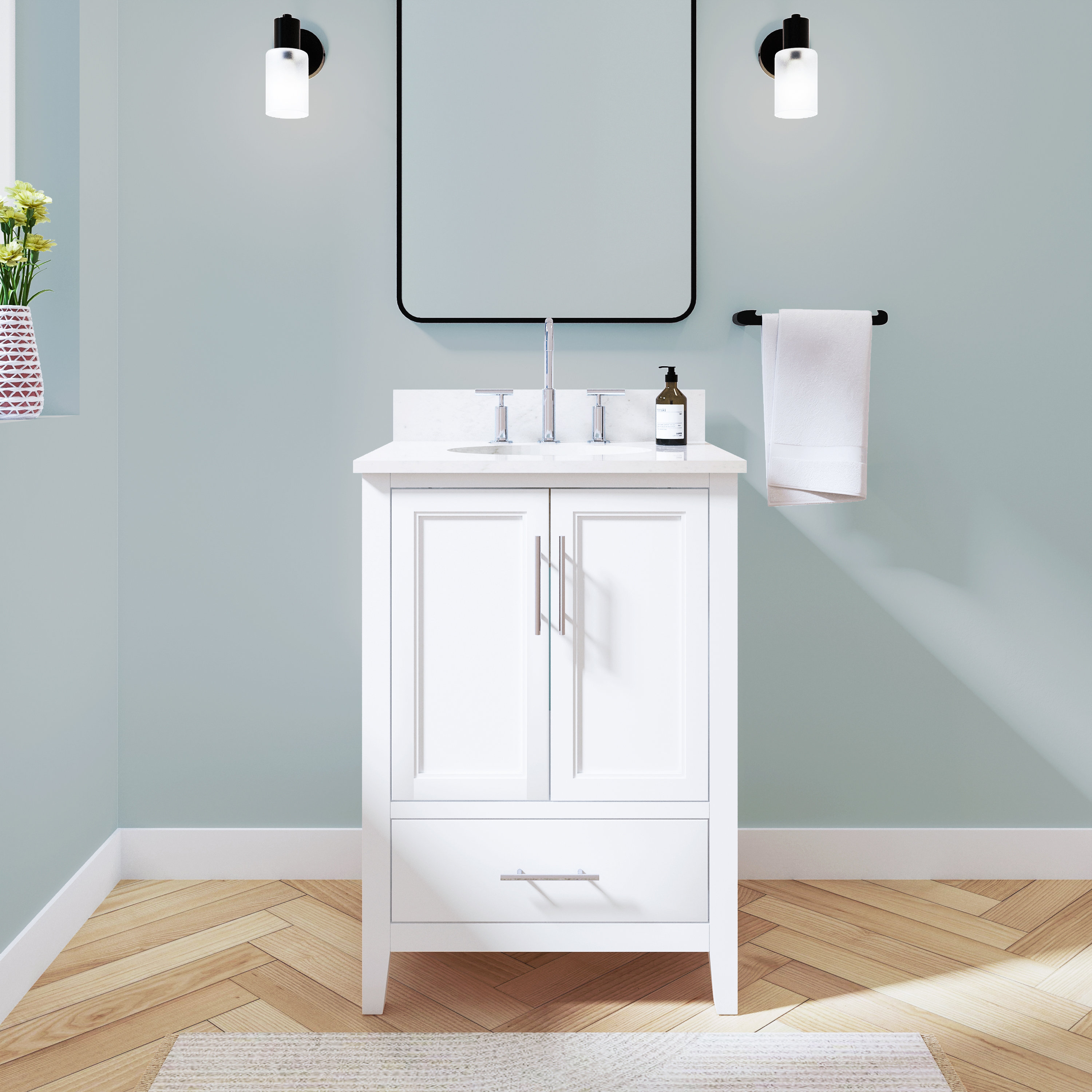 222 Fifth Palisade White 24-Inch Bathroom Vanity | Wayfair