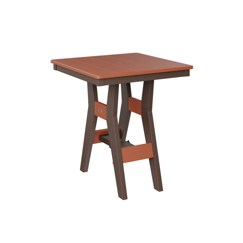 Harbor Outdoor Square Bar Table, Chocolate Brown, Mango Orange
