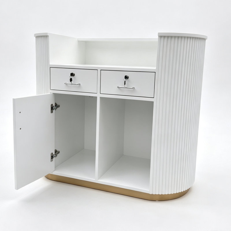 Bureau de réception moderne avec comptoir, comptoir blanc amélioré pour la beauté, le spa, les ongles, le salon de coiffure, le hall d'entrée, 1200 x 600 x 1000 mm (47 x 24 x 39 po)