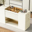 Commode de meuble-lavabo à îlot de cuisine moderne et multifonctionnel avec plateau en verre, vitrine, 6 tiroirs