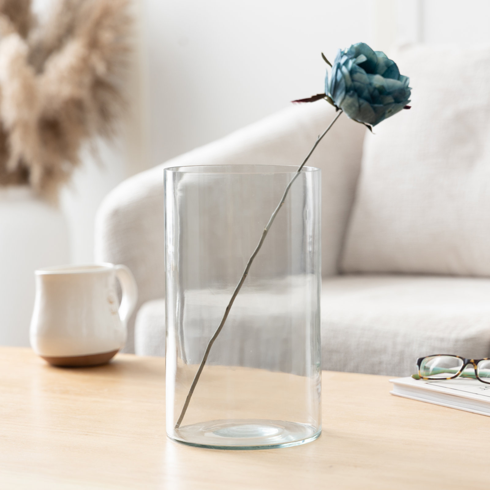 Glass Table Vase, 10" H x 6" W x 6" D