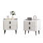 Ensemble de 2 tables de chevet, table de chevet avec 2 tiroirs et plateau de table en marbre, table d'appoint moderne pour la chambre à coucher, table de bout pour le salon, blanc-745337043