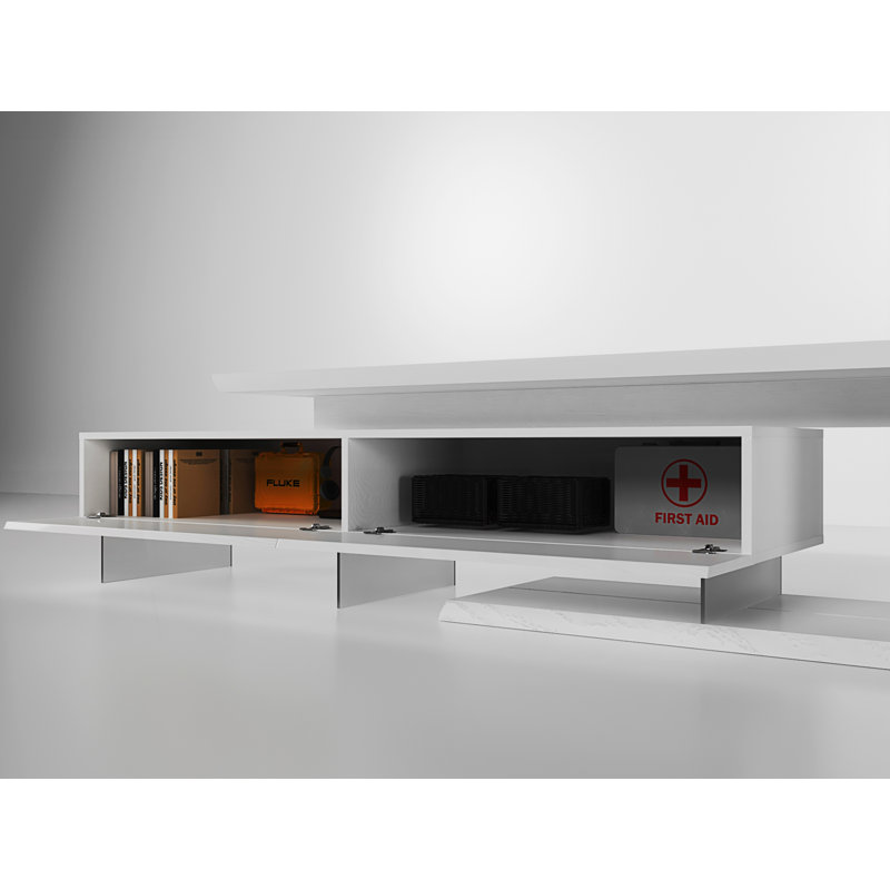 Console de télévision avec armoires de rangement, meuble télé extensible avec télécommande