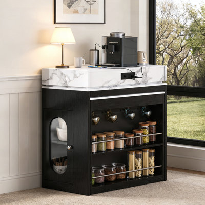 Table de salle à manger extensible avec plateau pliable, table de bar avec tiroirs, prise de courant et roulettes pour la cuisine et la salle à manger