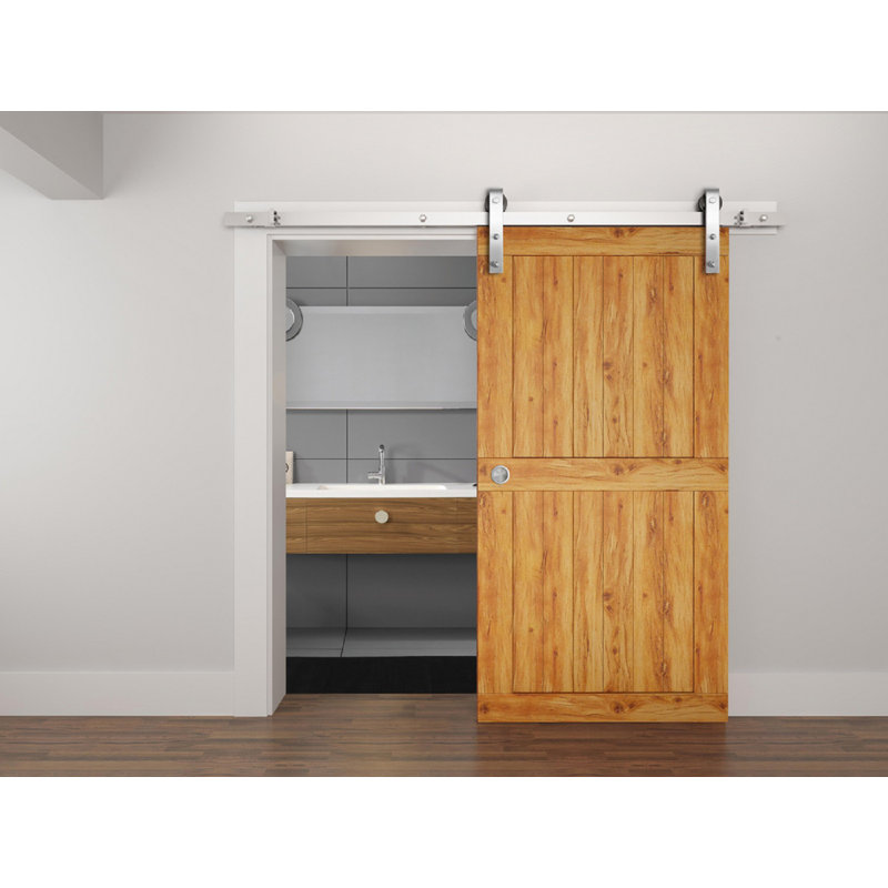 Ensemble de quincaillerie de porte de grange simple standard standard, Nickel satiné, 78 po