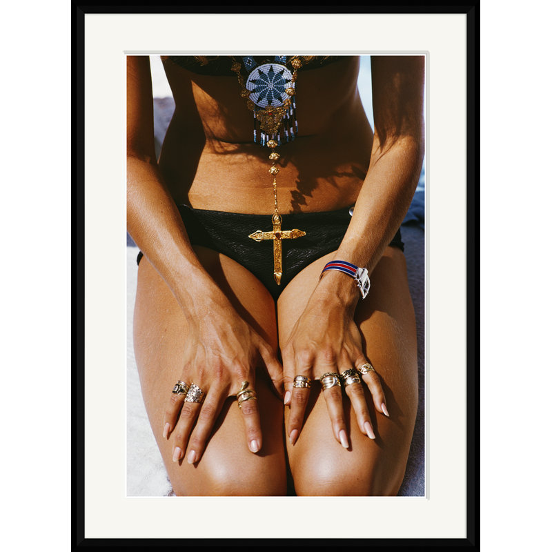 Capri Tan Print by Slim Aarons, 37" H x 27" W , Picture Framed Paper, Black