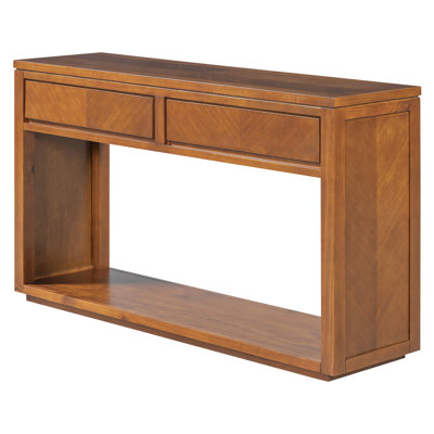 55"" Console Table, Rustic Wooden Entryway Table With Storage Drawers And Open Shelf, Elegant Sofa Table For Hallway And Living Room -  Ophelia & Co., 1740803F61AF404796A57B7A0C63132D