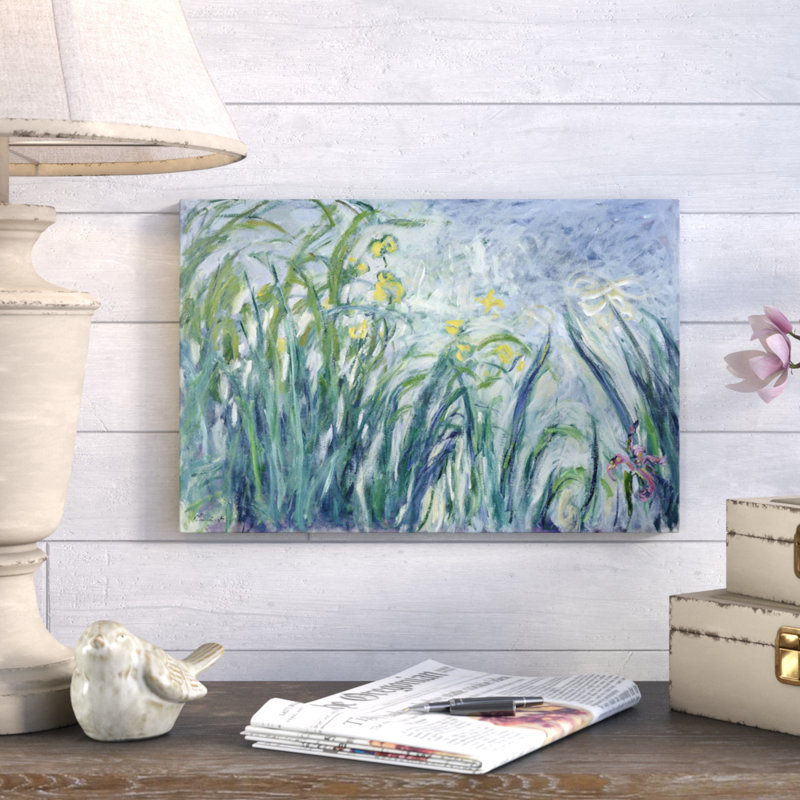 «Yellow and Purple Irises» par Claude Monet, reproduction d'art sur toile tendue, H 8 po x l 12 po x P 0,75 po