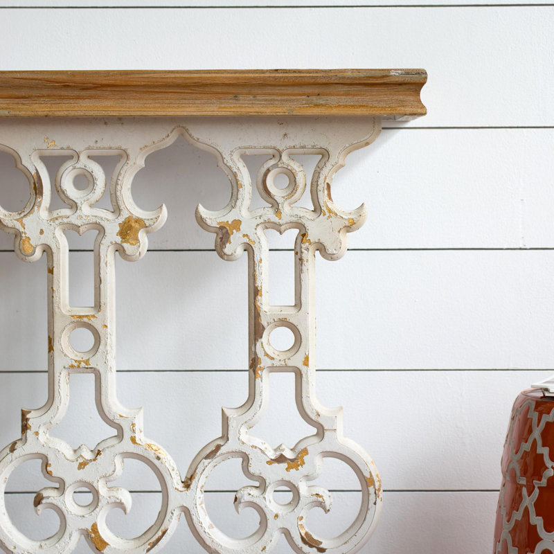 Vintage Whitewash and Warm Wood Rectangular Console Table