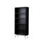 Bibliothèque sur pied 74,7 "x l 33,46" en bois massif noir avec armoire ouverte et armoire de rangement