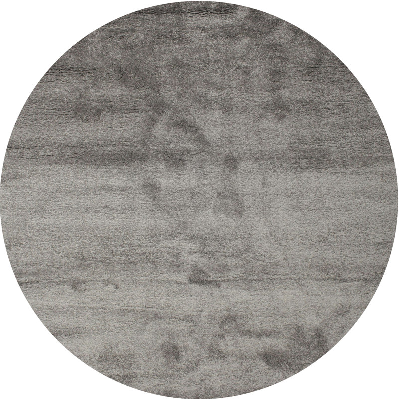 Tapis de zone noire contemporaine, Rond 3 pi
