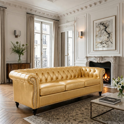 Canapé Chesterfield à accoudoirs roulés 3 places