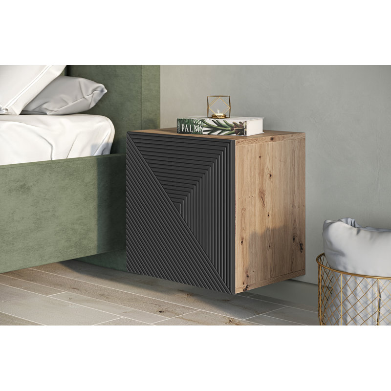Aagam 40cm W Manufactured Wood Bedside Table, Artisan/Rivier Stone