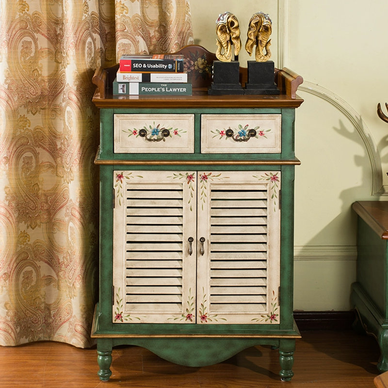 Banc de rangement pour chaussures en bois brun et vert
