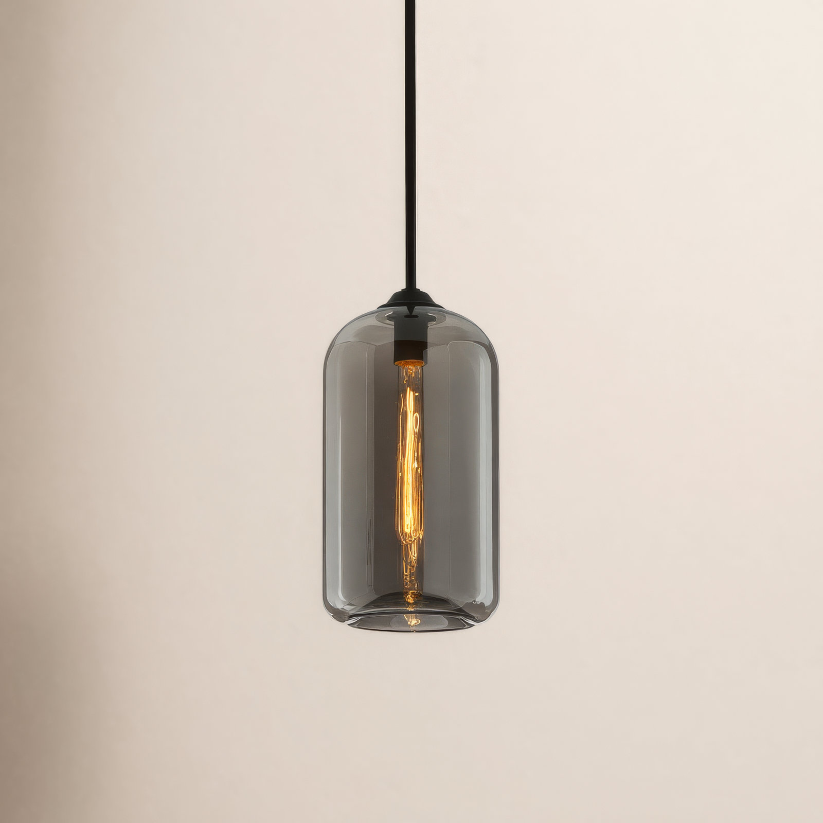 District Dimmable Single Light Pendant, 20.75" H x 10" W x 10" D, Smoke