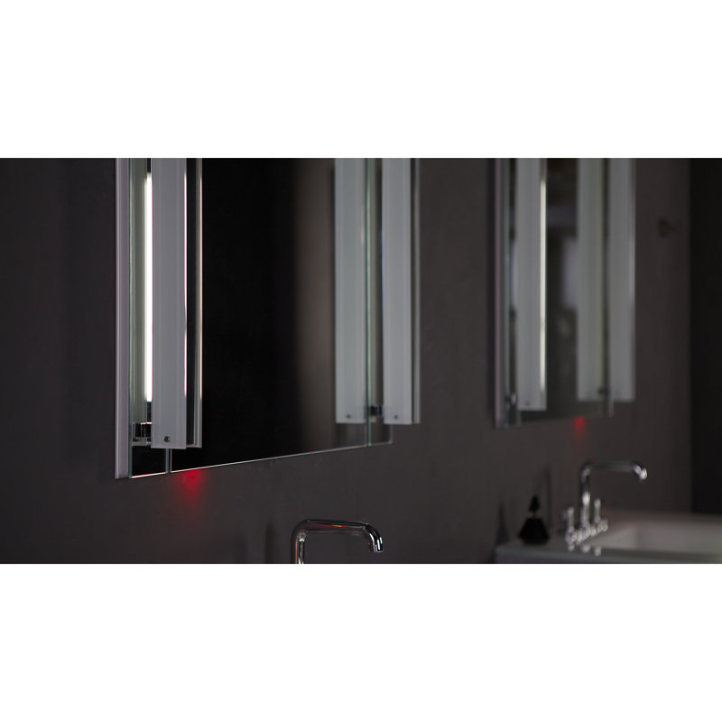 M Series Recessed Framed Medicine Cabinet with 3 Adjustable Shelves, Right, 30" x 23.25" x 8", Silver