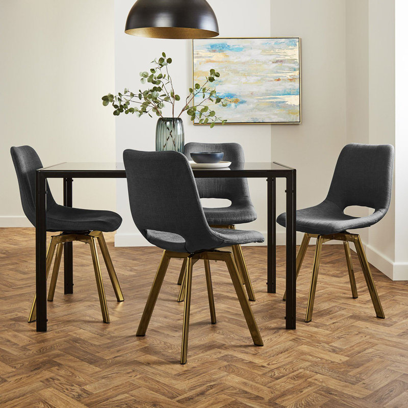 Steinsel Dining Chair, Dark Grey, Brass