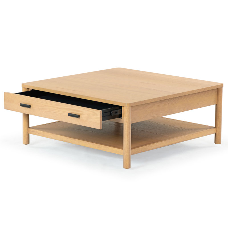 Jaylessa Wood 1 Drawer Coffee Table, Natural