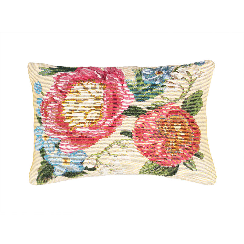 Marina Floral Outdoor Throw Pillow, Rectangle 12"H x 18"W, Chiffon