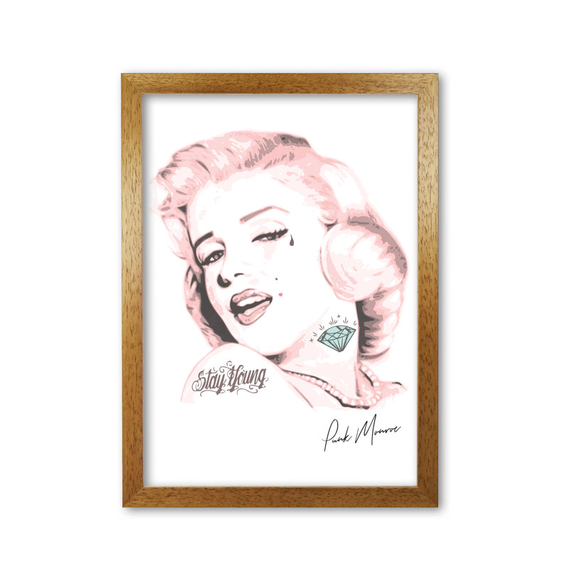 Punk Monroe - Print, Honey Oak Frame, 85 cm H x 60 cm W x 5 cm D