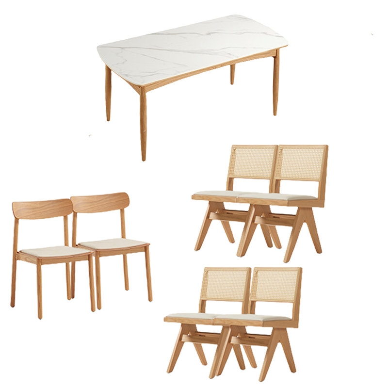 Simple modern rockplate dining table sets, 29.68"H x 55.11"L x 31.49"W
