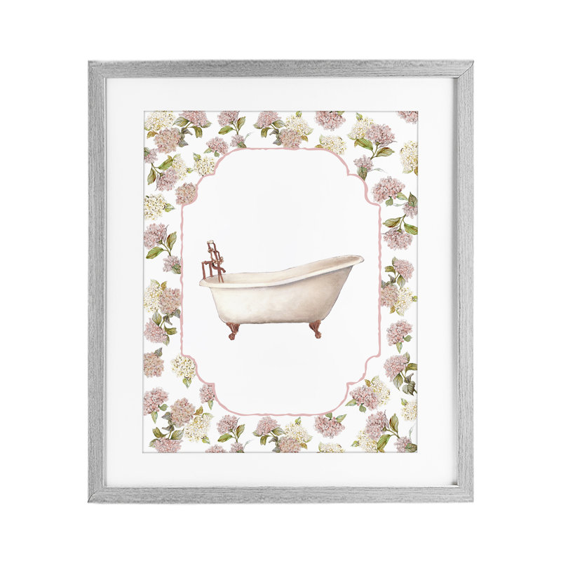 «Elegant Hydrangeas Bathaign», reproduction encadrée sous verre, design par Carol Robinson, H 16 po x l 13 po