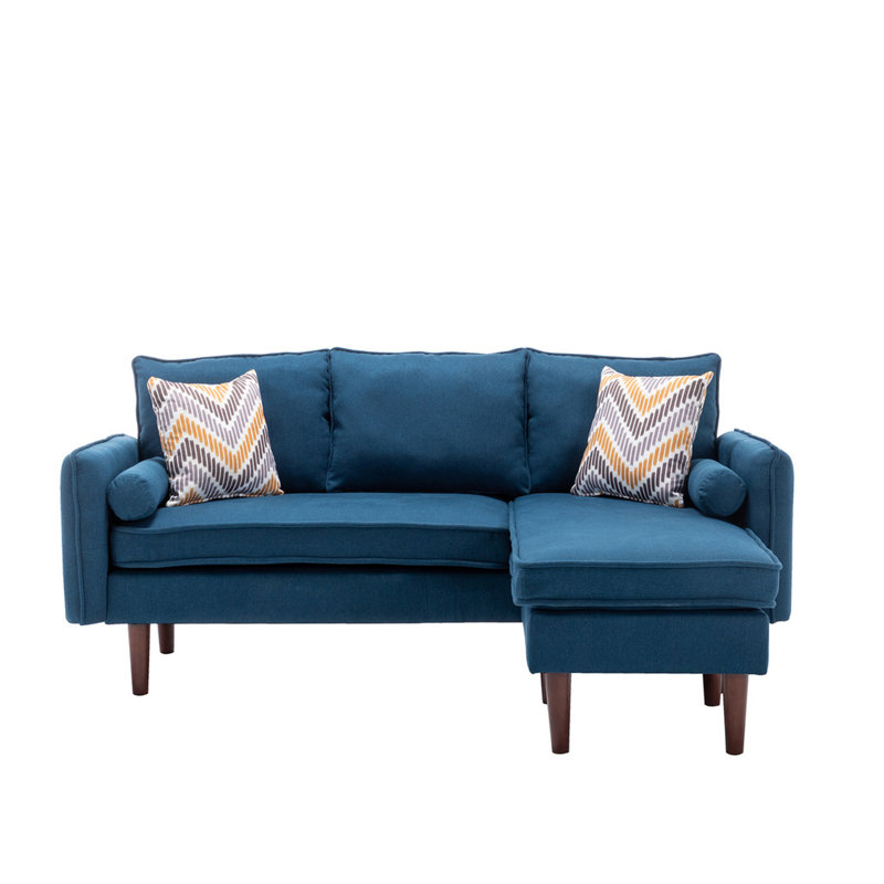 Canapé modulaire 70 po bleu avec chargeur USB et coussins, Blue Linen