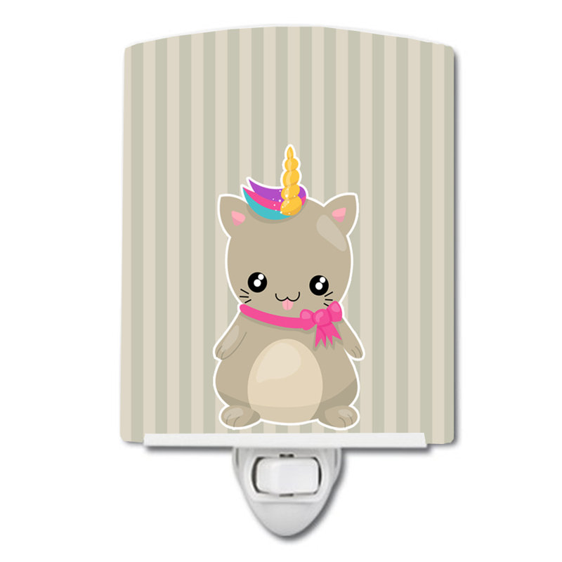 Mouse Unicorn on Stripes Ceramic Night Light