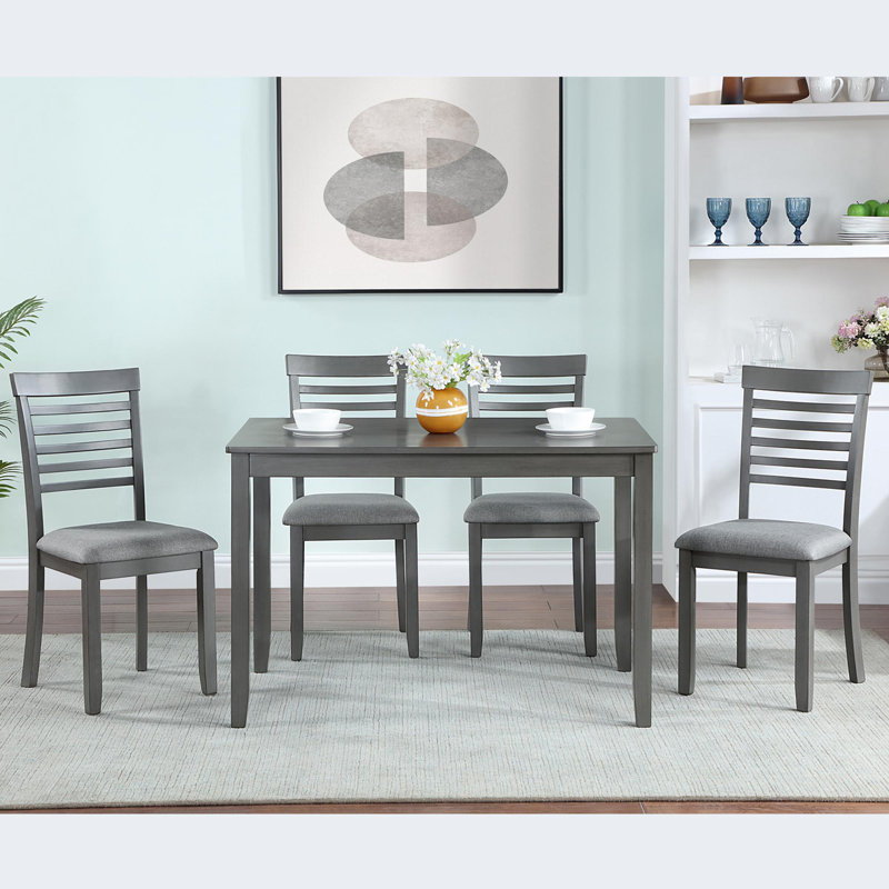 Dining Table Set 5 Pieces, Gray, Gray