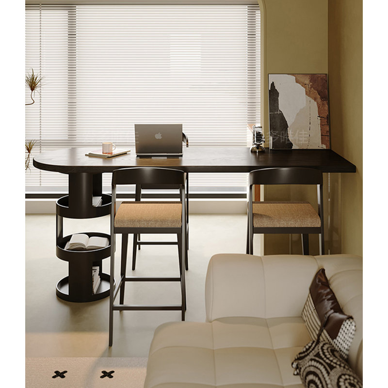 Table de bar multifonctionnelle en pin italien avec rangement, H 41,34 po x L 86,61 po x l 17,72 po