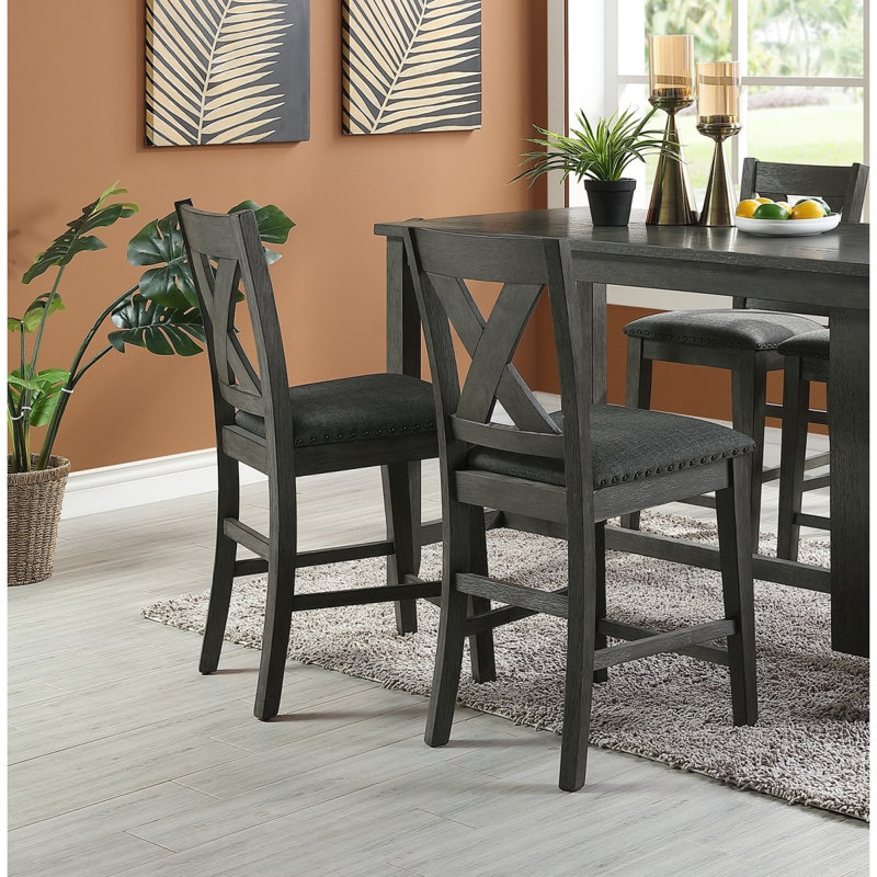 Table de salle à manger à hauteur de comptoir Washpc avec tablettes de rangement et chaises hautes