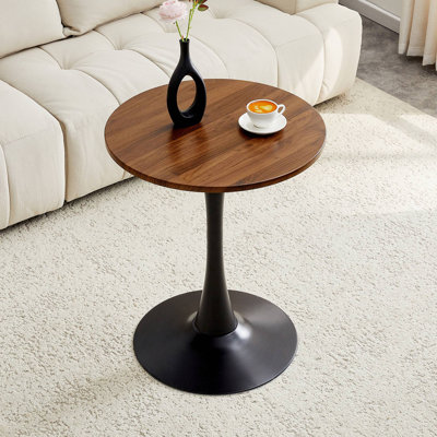 Table de salle à manger ronde, table ronde avec plateau de table épaissi et piédestal en métal, table de bistro moderne Mid-Century
