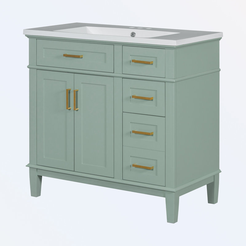 Armoire de salle de bain autoportante, Vert