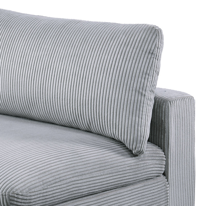 Fauteuil en velours côtelé Raijon, Velours côtelé gris