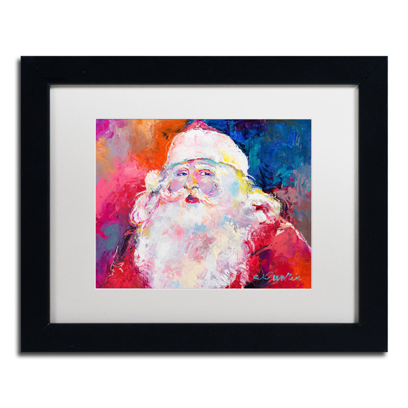 « père noël », impression sur toile, H 11 po x l 14 po x P 0,5 po, Cadre noir, Blanc