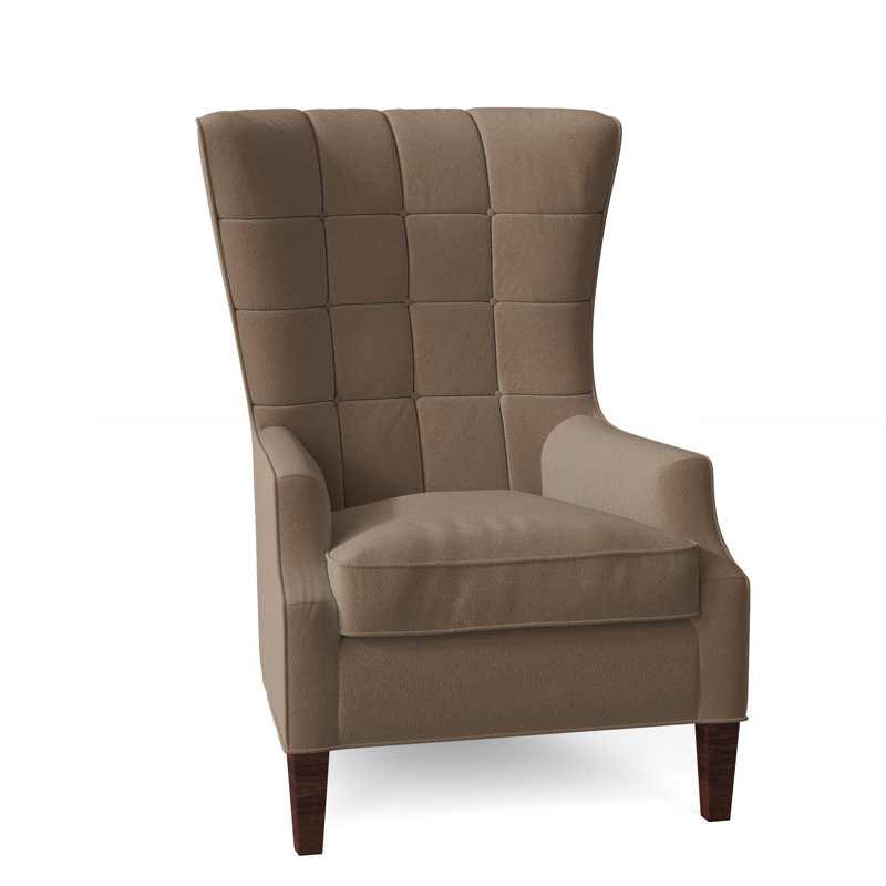 Gallin Leather Tufted Wingback Chair, Outsider Raven Genuine Leather, Mahogany