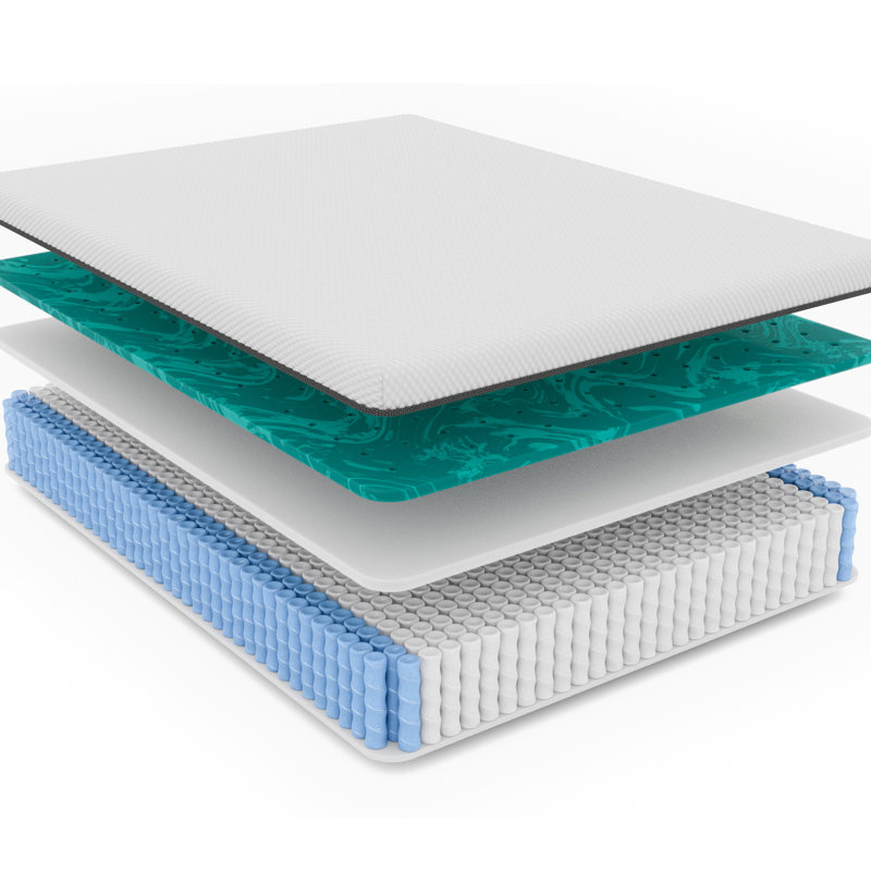 Matelas froid en cuivre ferme de 12 po, blanc pour une sensation grand format, Queen, 11.08"