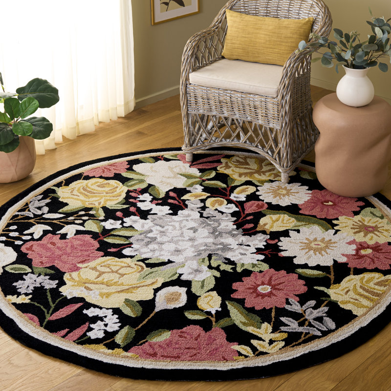 Jardin 473 Hand Tufted Performance Floral Rug, Round 6'
